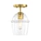 Designers Fountain Summer Jazz 7 in. 1-Light Brushed Gold Transitional Semi Flush Mount with Clear Glass Shade D310M-SF-BG - alternate 1